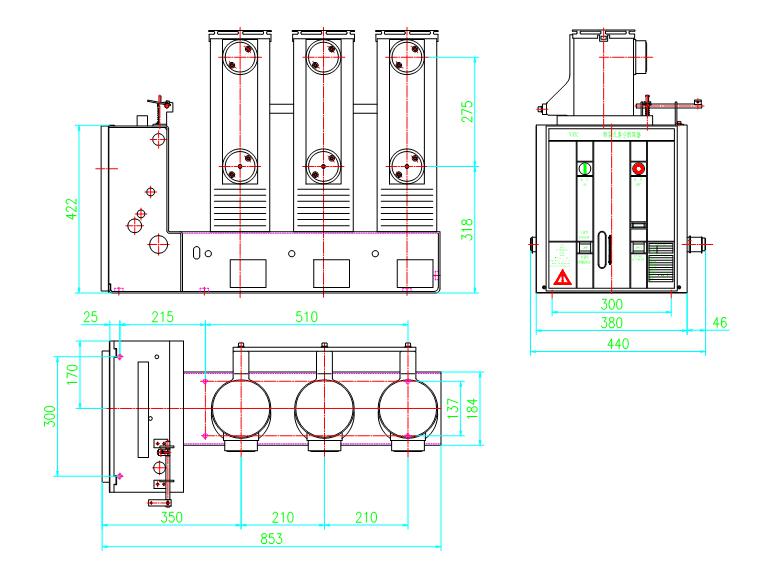 側(cè)裝式斷路器外形尺寸圖 側(cè)裝式斷路器外形尺寸圖